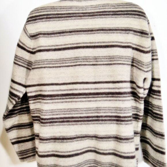 Vintage Joseph Abboud Mens Large Lambswool Striped V Neck Sweater Gray White - Picture 9 of 9